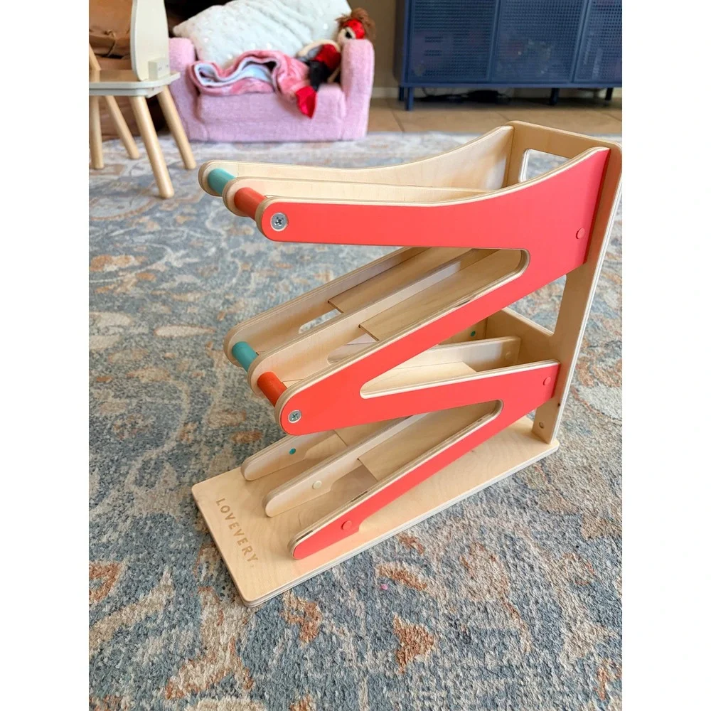 LOVEVERY Race & Chase Wooden Ramp Track Montessori Toddler Toy